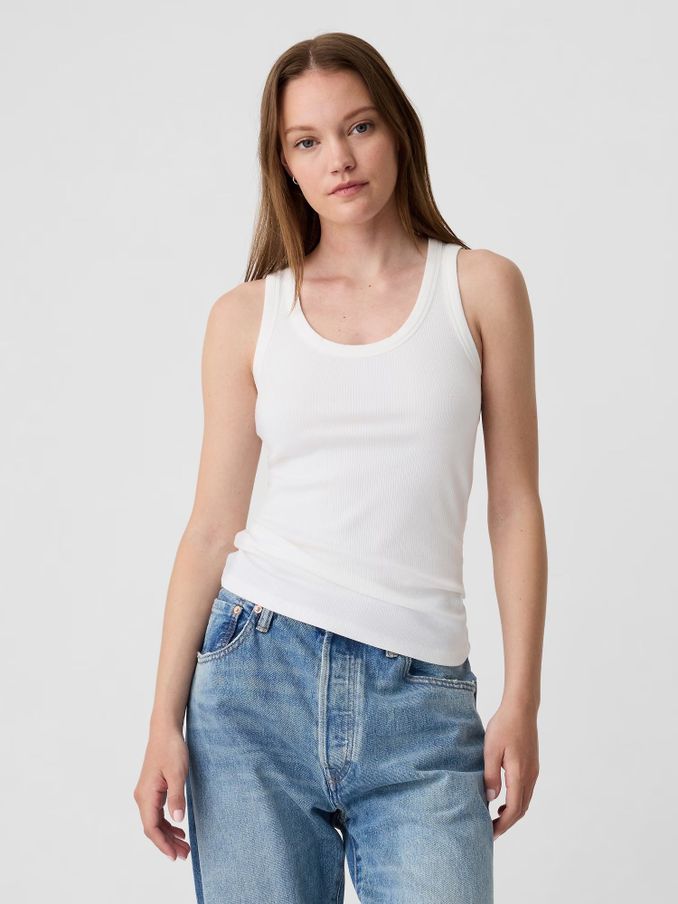 White Soft Ribbed Sleeveless Vest Top (B47302) | £7