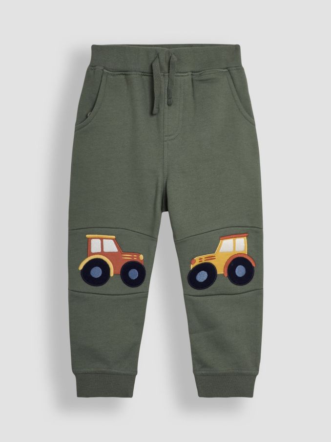 Khaki Green Tractor Appliqué Pet in Pocket Knee Joggers (B47535) | £10