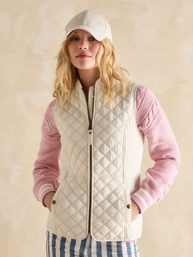 Minx Cream Showerproof Diamond Quilted Gilet (B47901) | £49.95