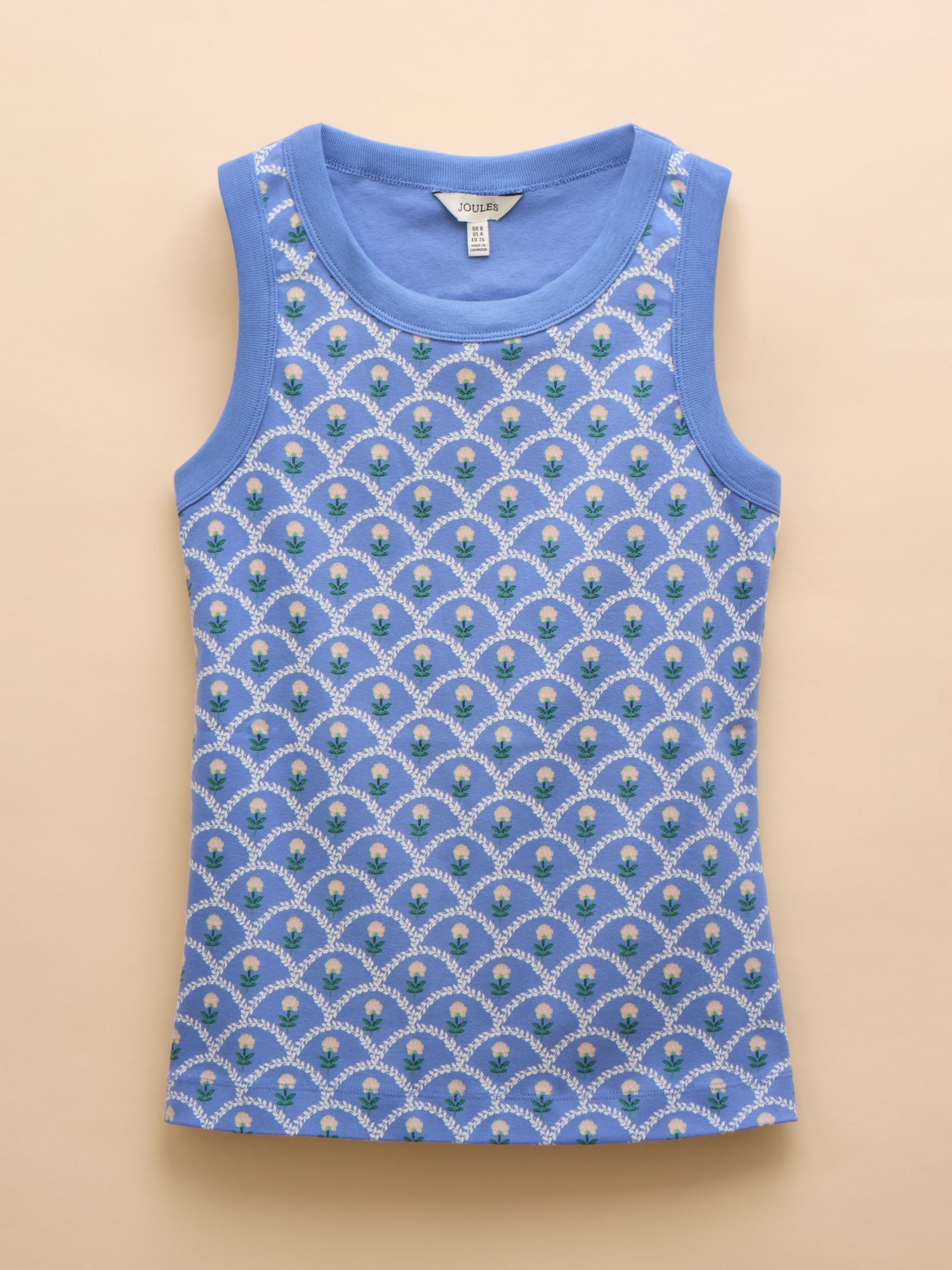 Premium Ribbed Blue Floral Jersey Printed Vest