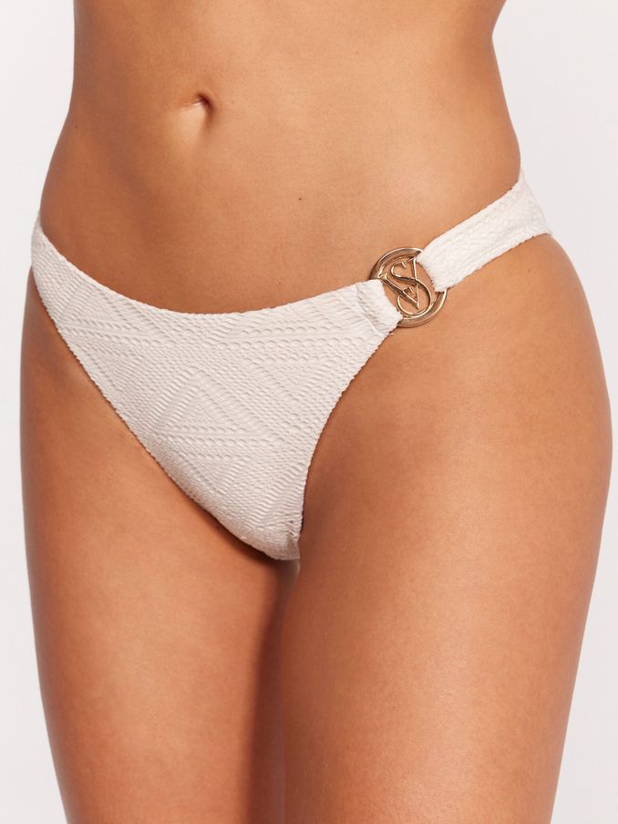 White Logo Hardware Crochet Brief Bikini Bottom (B48754) | £17