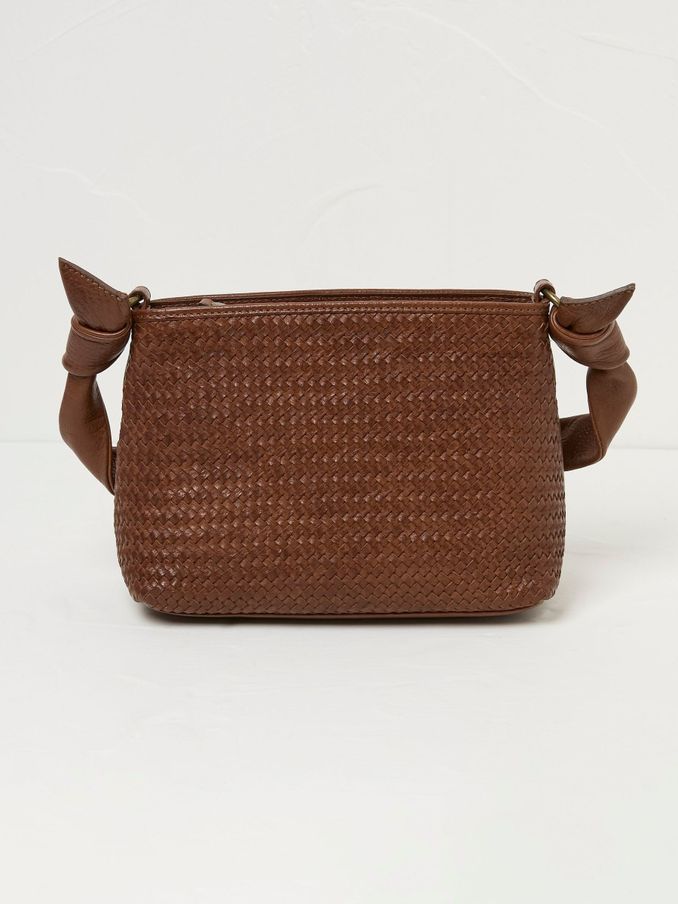 Claudia Brown Woven Shoulder Bag (B50616) | £34