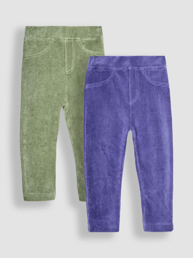 Khaki Green & Navy Blue 2-Pack Jersey Cord Jeggings (B50730) | £10