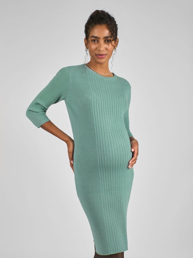 Sage Green Knitted Maternity Tube Dress (B51236) | £10