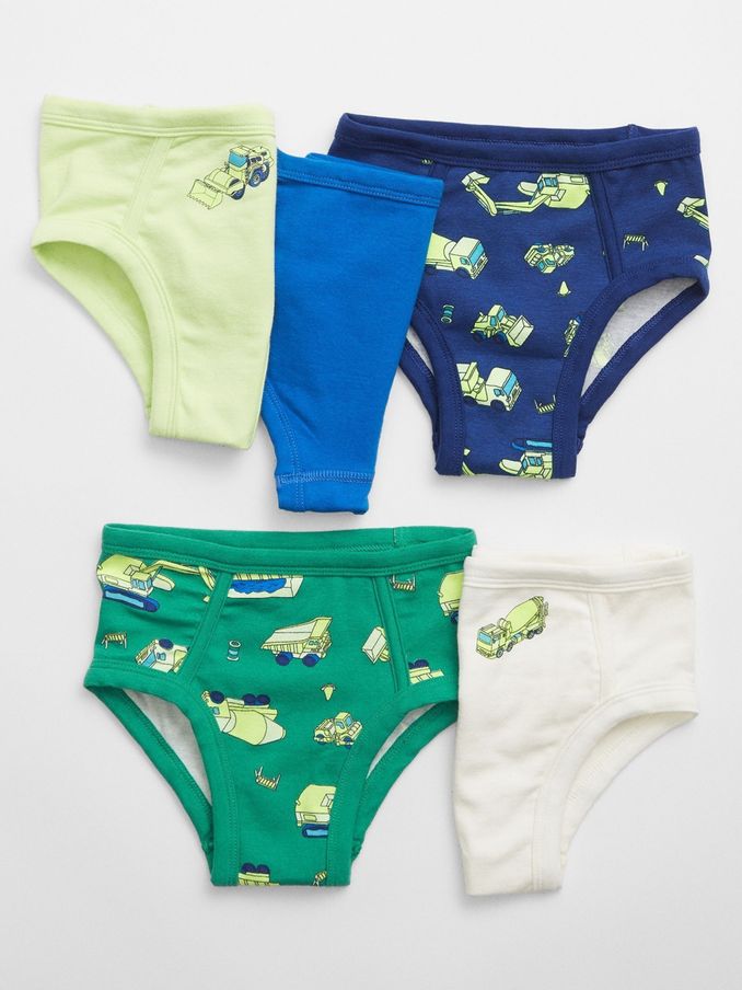 Green Print 5 Pack Cotton Stretch Briefs (2-5yrs) (B51372) | £18