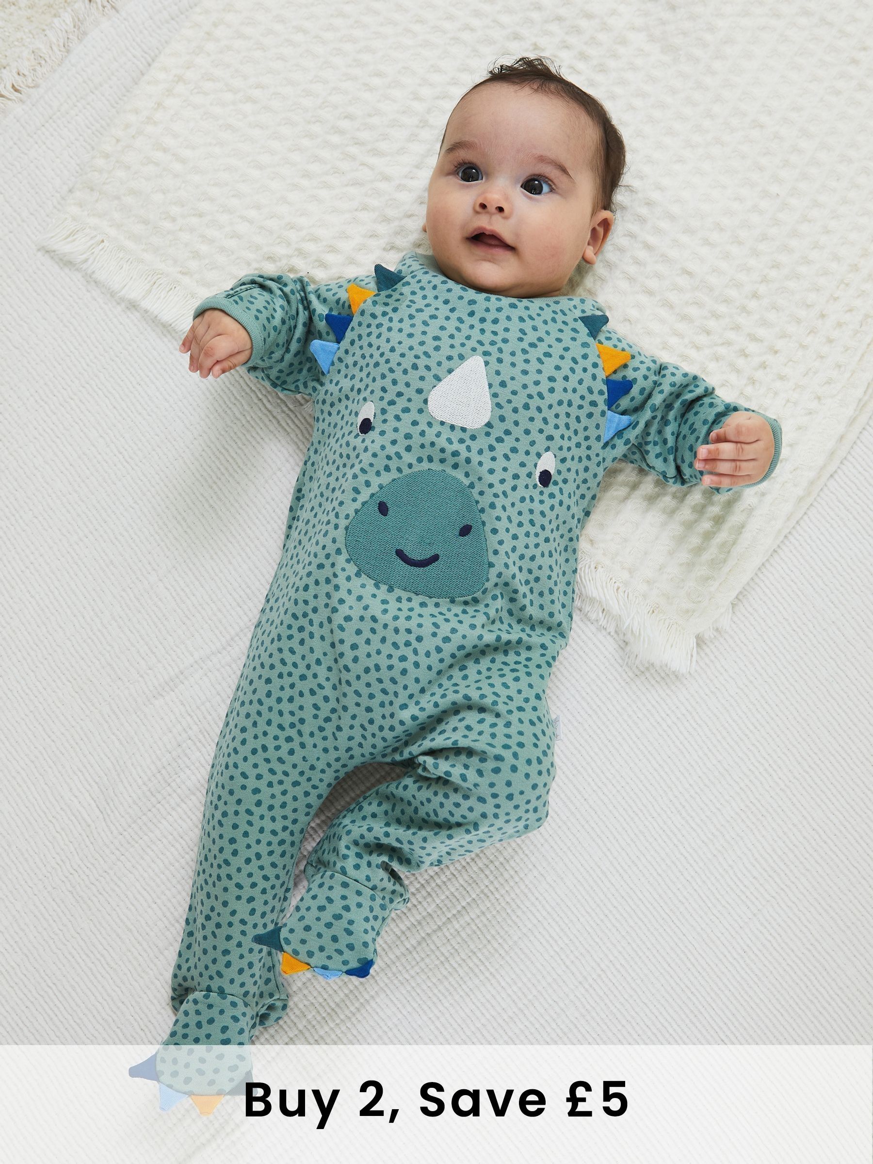 Duck Egg Dino Applique Sleepsuit (B51665) | £21
