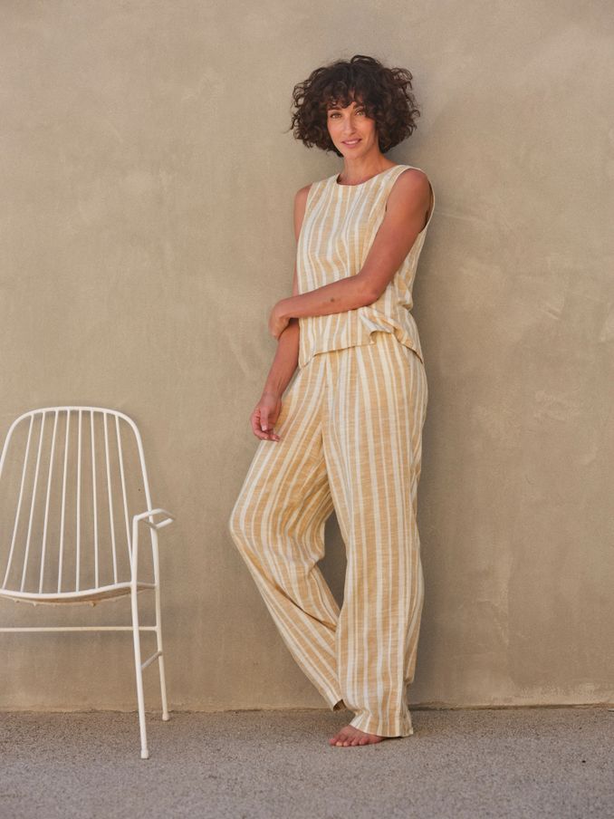 Pendeen Natural Linen Blend Stripe Trousers (B51788) | £44