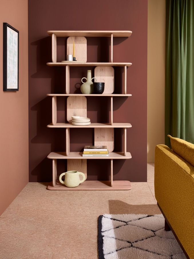 Nyla Tall Shelving Unit in White Wash Oak (B52108) | £899