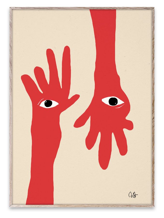 Paper Collective Cream Hamsa Hands Framed Wall Art Print in Natural Oak Frame (B52470) | £70 - £110