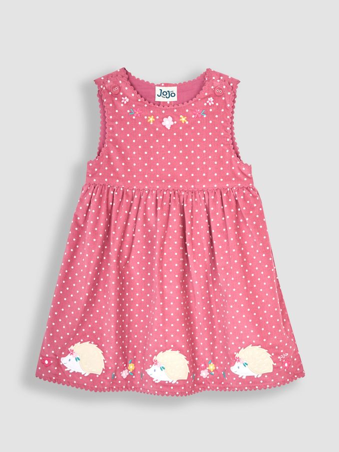 Rose Pink Hedgehog Applique Cord Dress (B52691) | £16