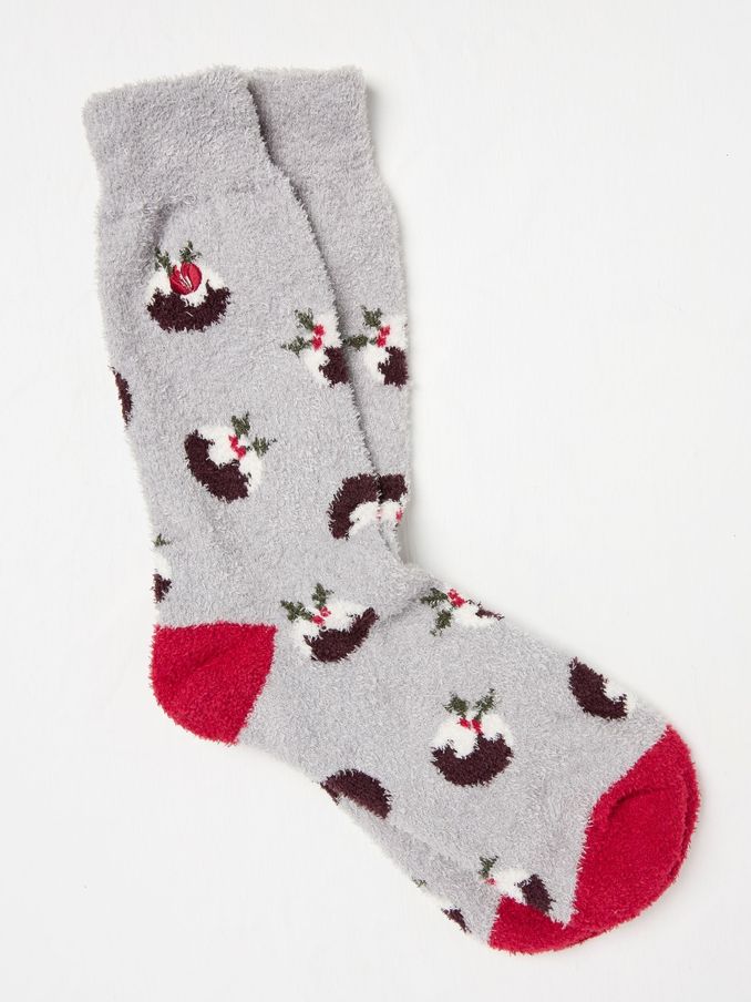 Grey Christmas Pudding Mallory Socks (B53005) | £6
