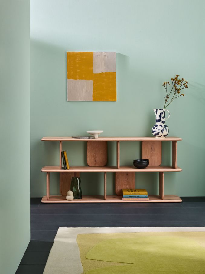 Nyla Low Shelving Unit in White Wash Oak (B53095) | £779