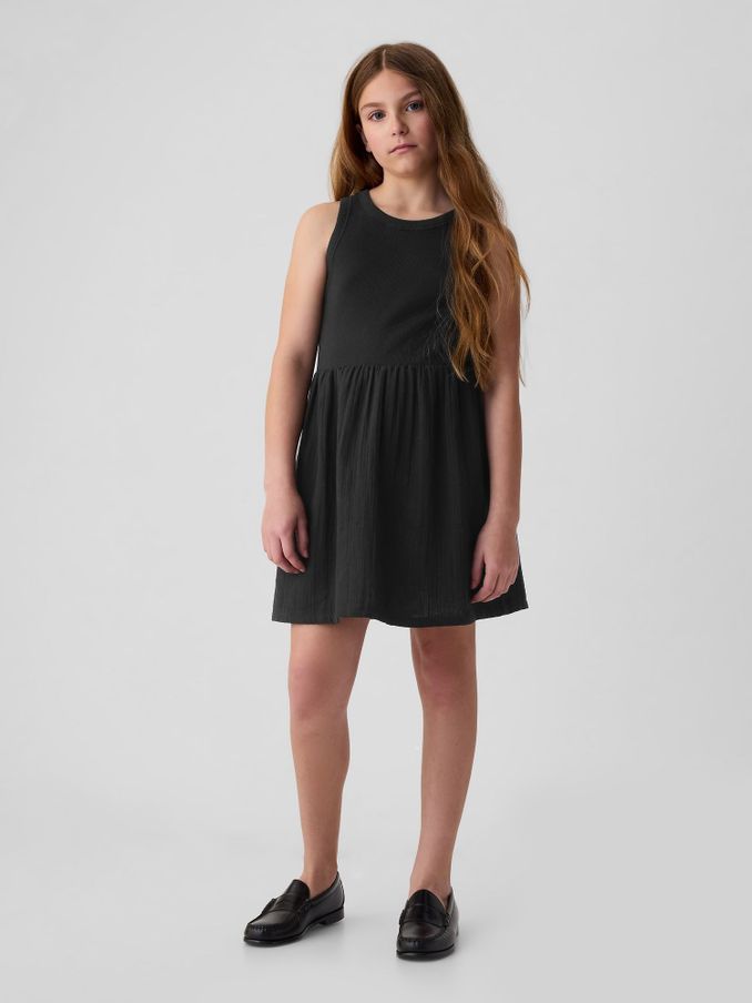 Black Crinkle Gauze Skater Dress (4-13yrs) (B53785) | £14