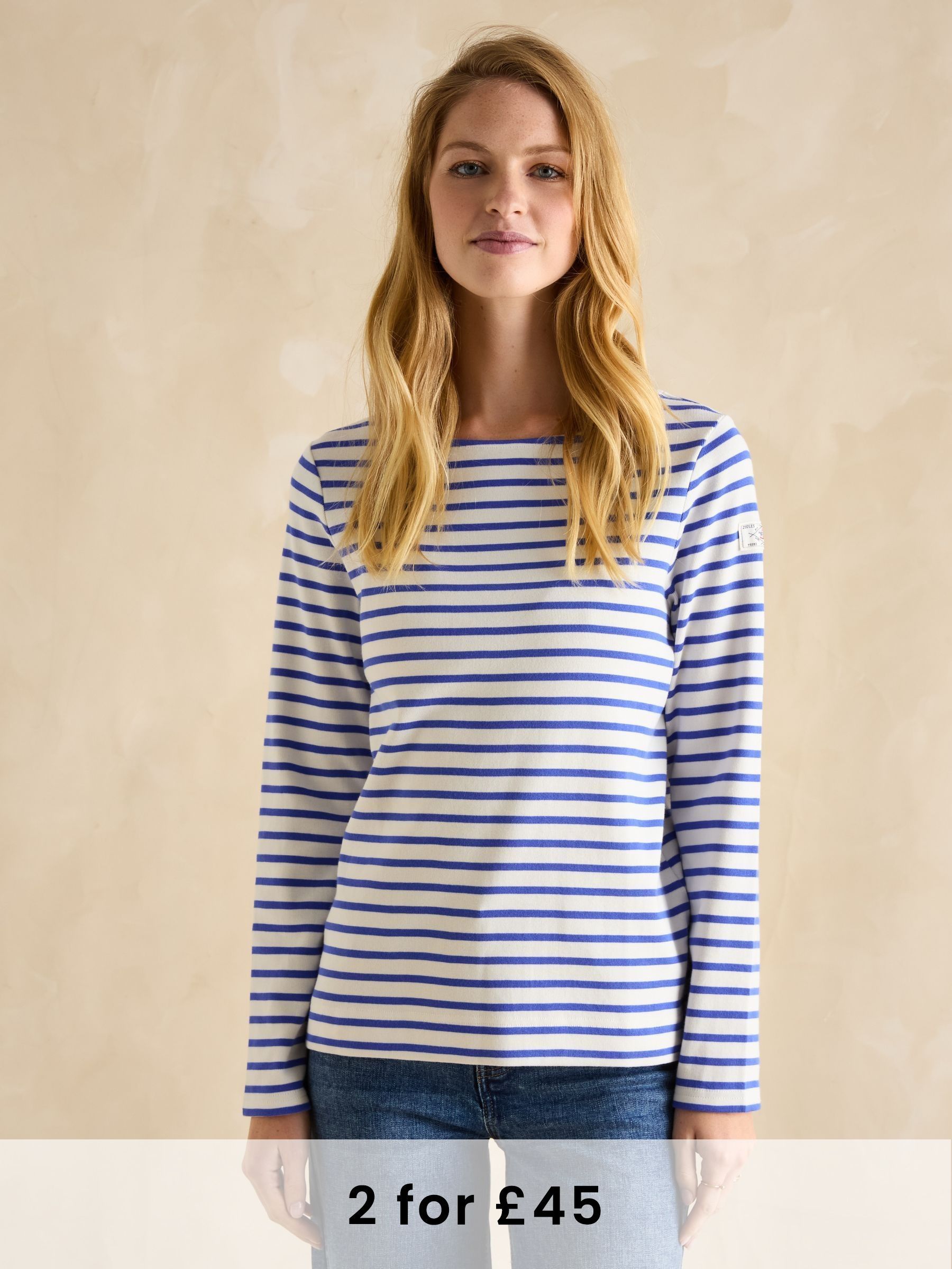 Harbour Blue/White Boat Neck Breton Top (B53908) | £30
