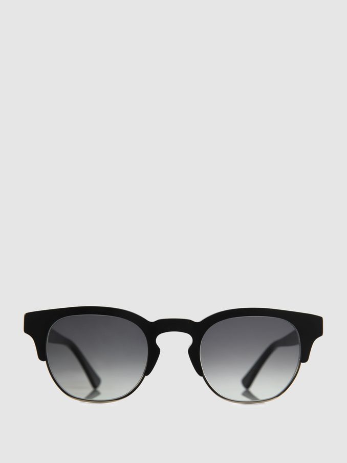 Curry and Paxton Semi Rimless Sunglasses in Black/Gold (B53957) | £125