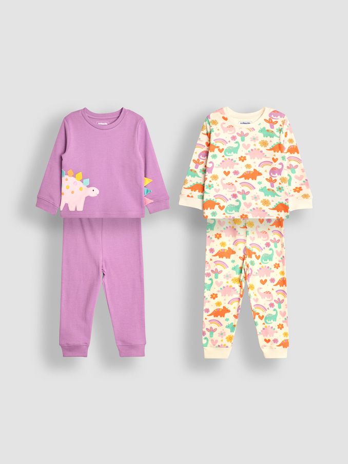 Lilac Dino Pyjamas 2 Pack (B54181) | £29.50