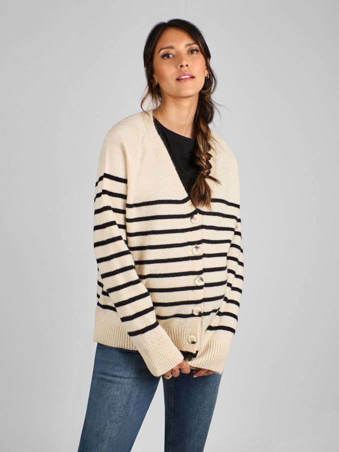 Cream & Black Buttoned Maternity Cardigan (B54296) | £14