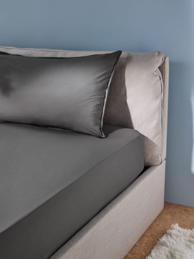 Cosy Washed Cotton Extra Deep Fitted Sheet in Charcoal Grey (B54462) | £20 - £35