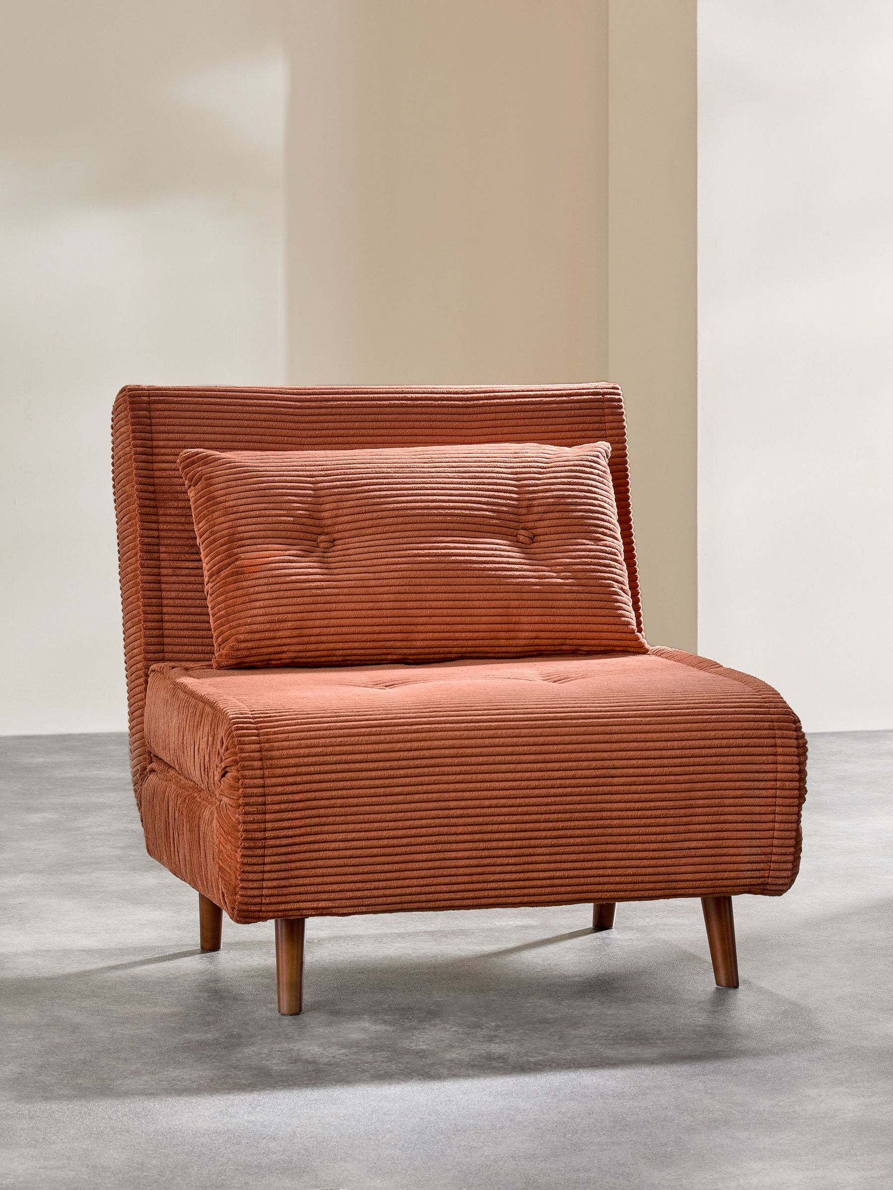 Haru Single 1 Seater Sofa Bed in Nutmeg Orange Corduroy (B54583) | £350