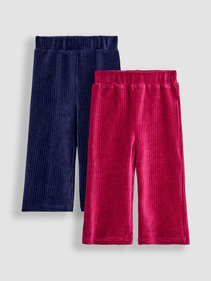 Berry Purple 2-Pack Cord Velour Flare Leggings (B54661) | £11