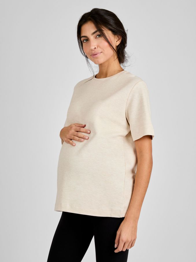 Oatmeal Oversized Boyfriend Maternity T-Shirt (B55626) | £18