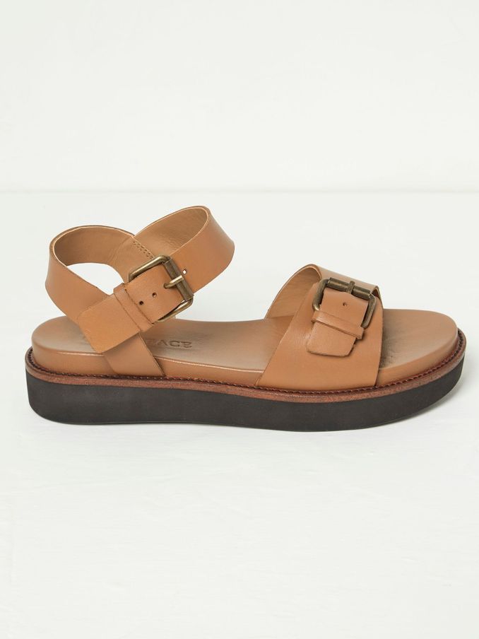 Ambie Natural Flatform Buckle Sandals (B55795) | £29