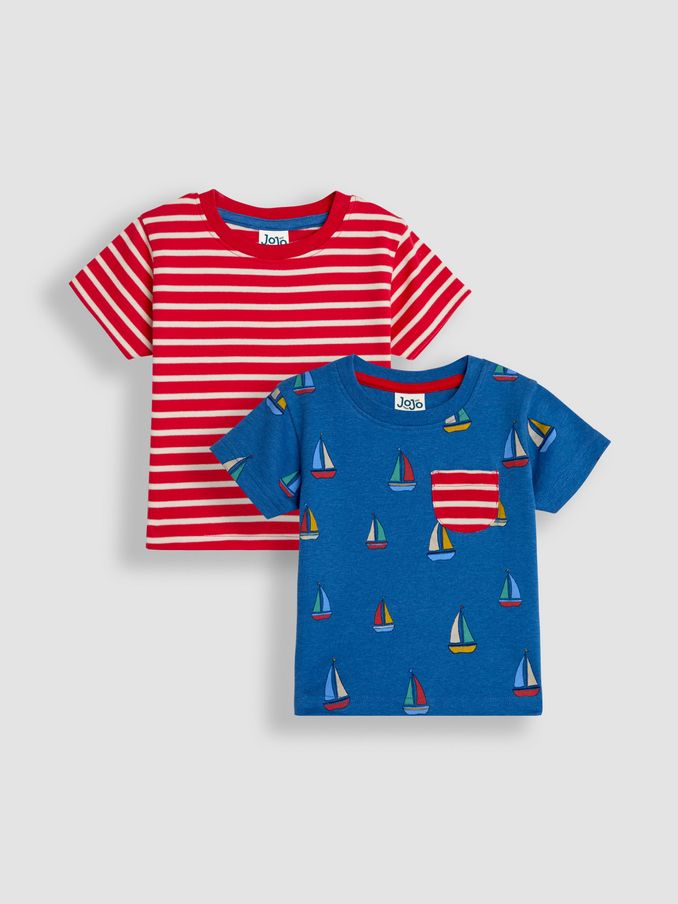 Cobalt Sailboat Print & Stripe T-Shirts 2 Pack (B57151) | £21