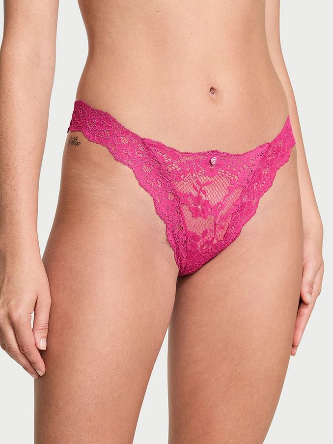 Luscious Rose Pink Lace Brazilian Knickers (B58502) | £6