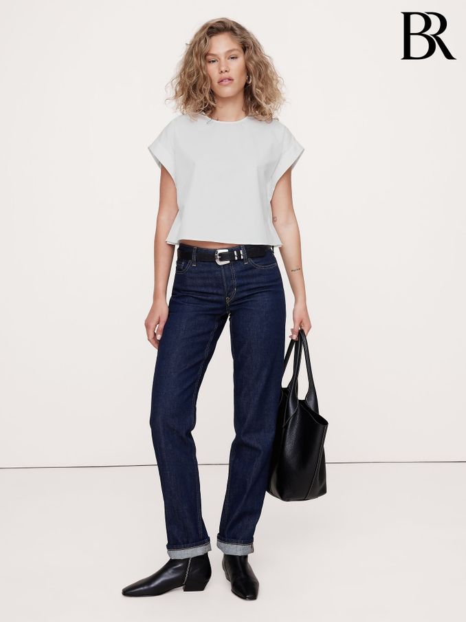 Banana Republic White Sharp-Shoulder Cropped Top (B58985) | £75