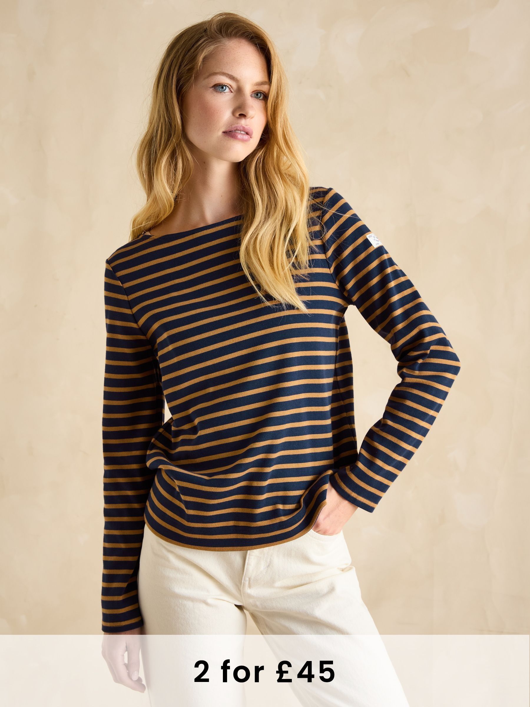 Harbour Navy & Tan Boat Neck Breton Top (B59350) | £30