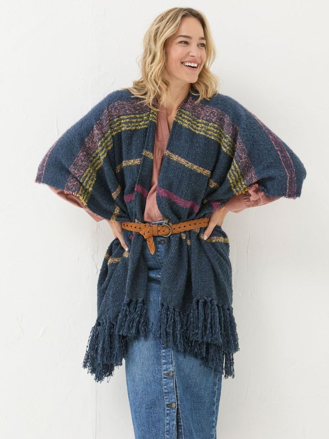Navy Stripe Boucle Cape Scarf (B59985) | £14