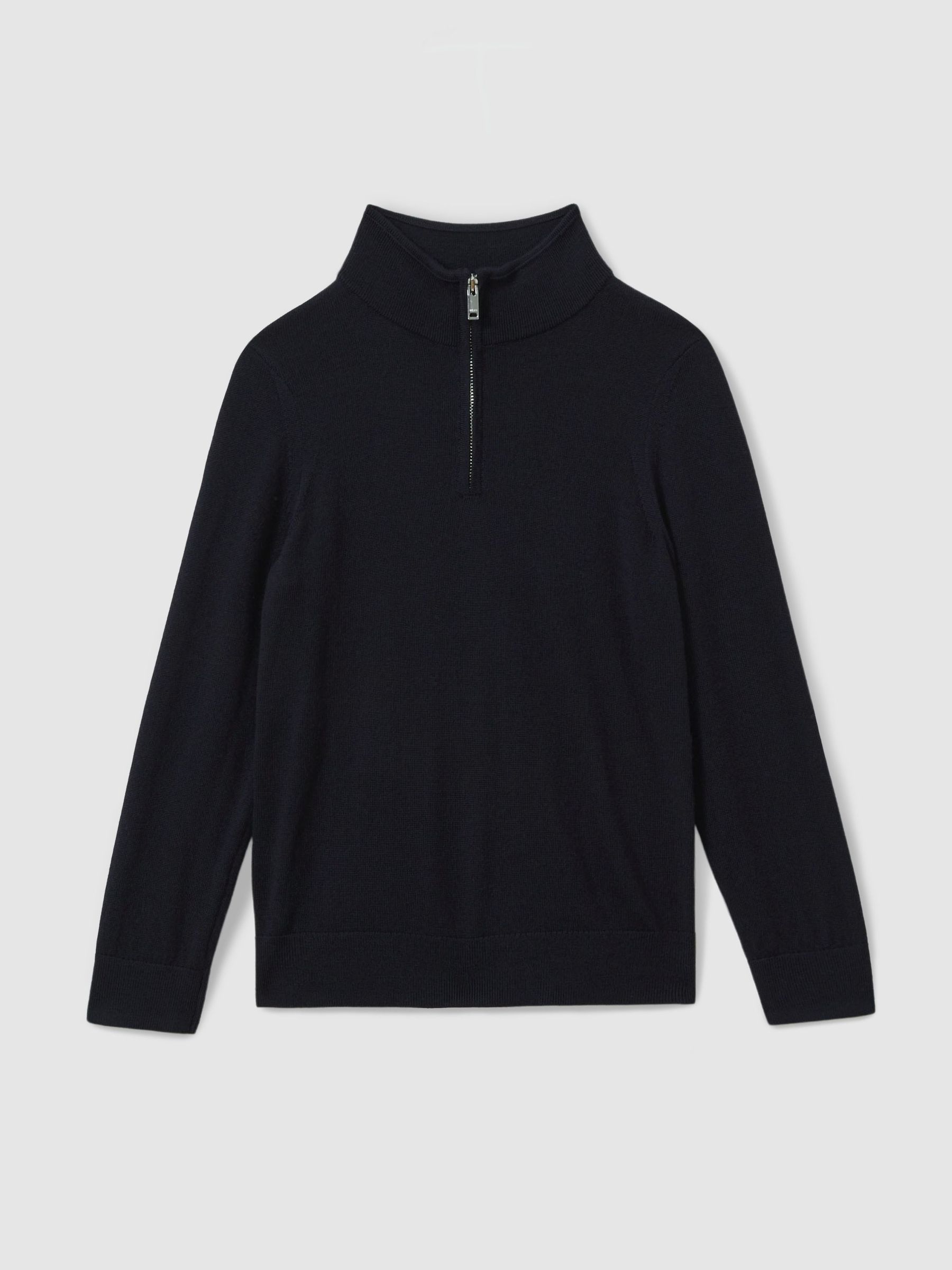 13-14 yrs Merino Wool Half-Zip Funnel Neck Jumper in Navy (B60158) | £42