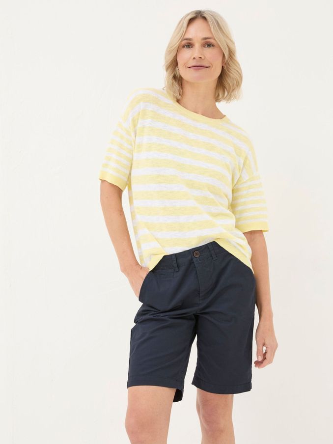 Yellow Sorbet Linen Stripe Knit T-Shirt (B61073) | £28