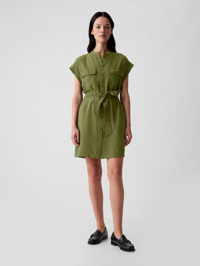 Green Utility Mini Shirt Dress (B61406) | £24