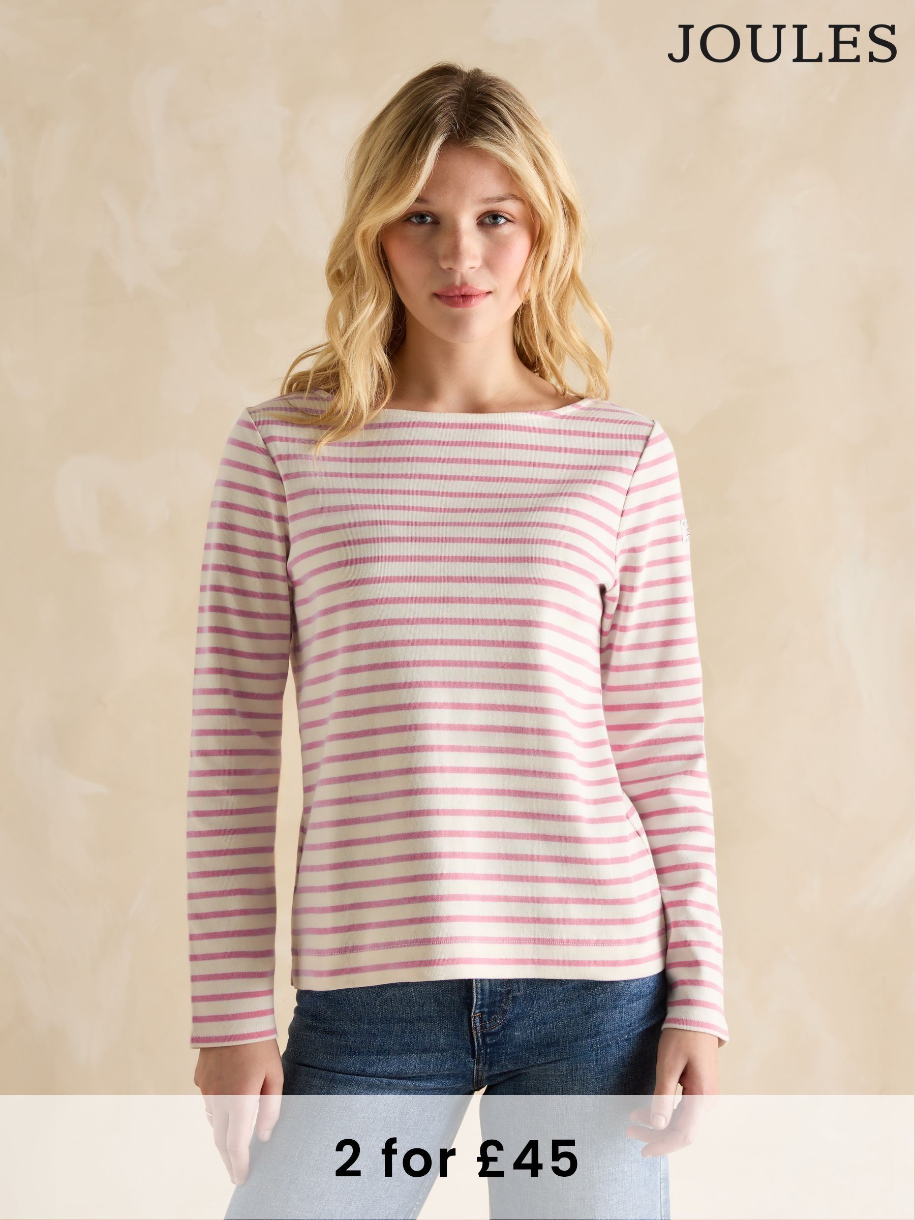Harbour Lilac/White Boat Neck Breton Top (B61599) | £30