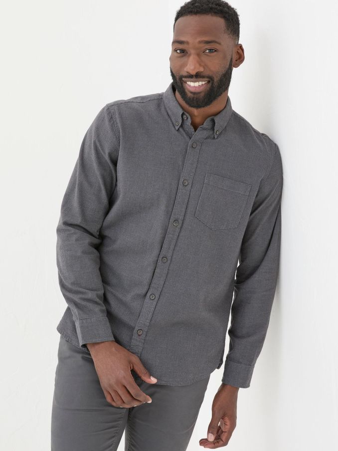 Dark Grey Tadlow Puppytooth Shirt (B61610) | £30