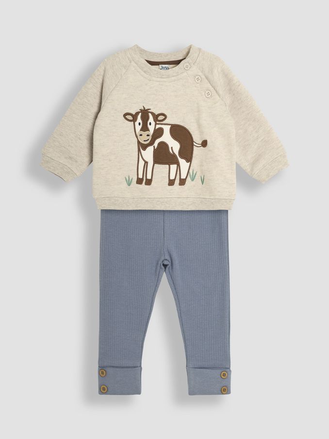 Natural Cow Sweatshirt & Rib Leggings Set (B61636) | £28