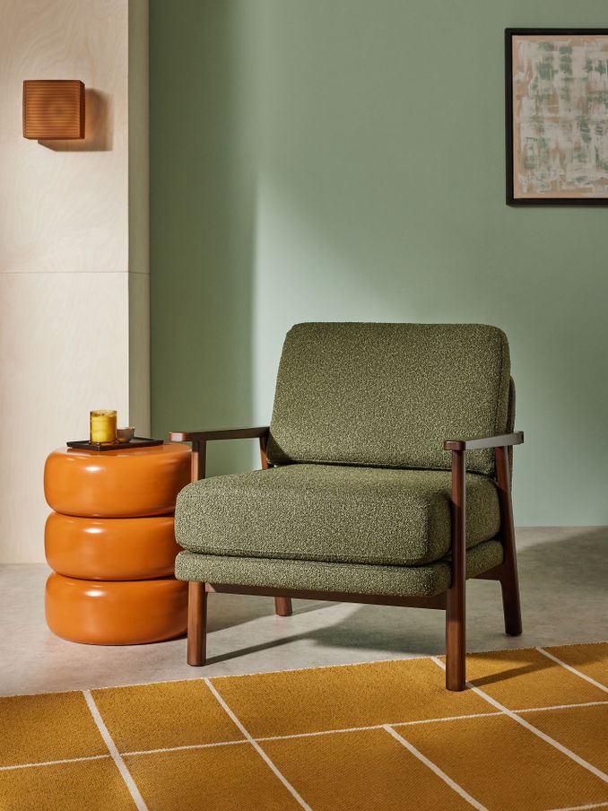 Lars Accent Chair in Forrest Green Pax Boucle (B61846) | £375