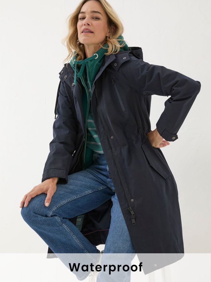 Juno Navy Waterproof Long Coat (B62560) | £90