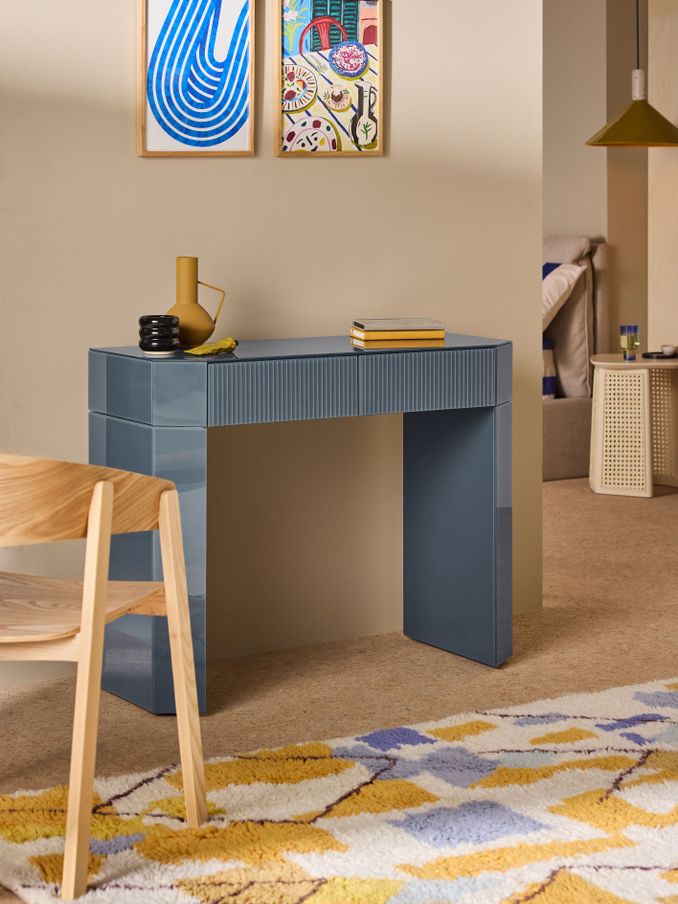 Eleni Dressing Table in Blue Glass (B62756) | £499