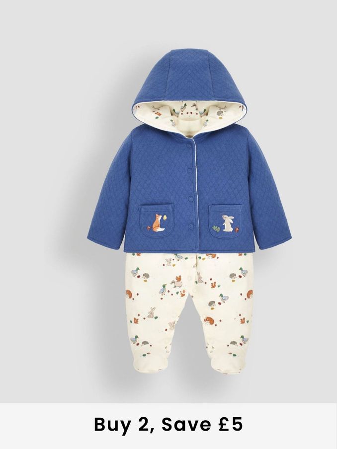 2-Piece Woodland Sleepsuit & Embroidered Pocket Jacket Set (B63698) | £11