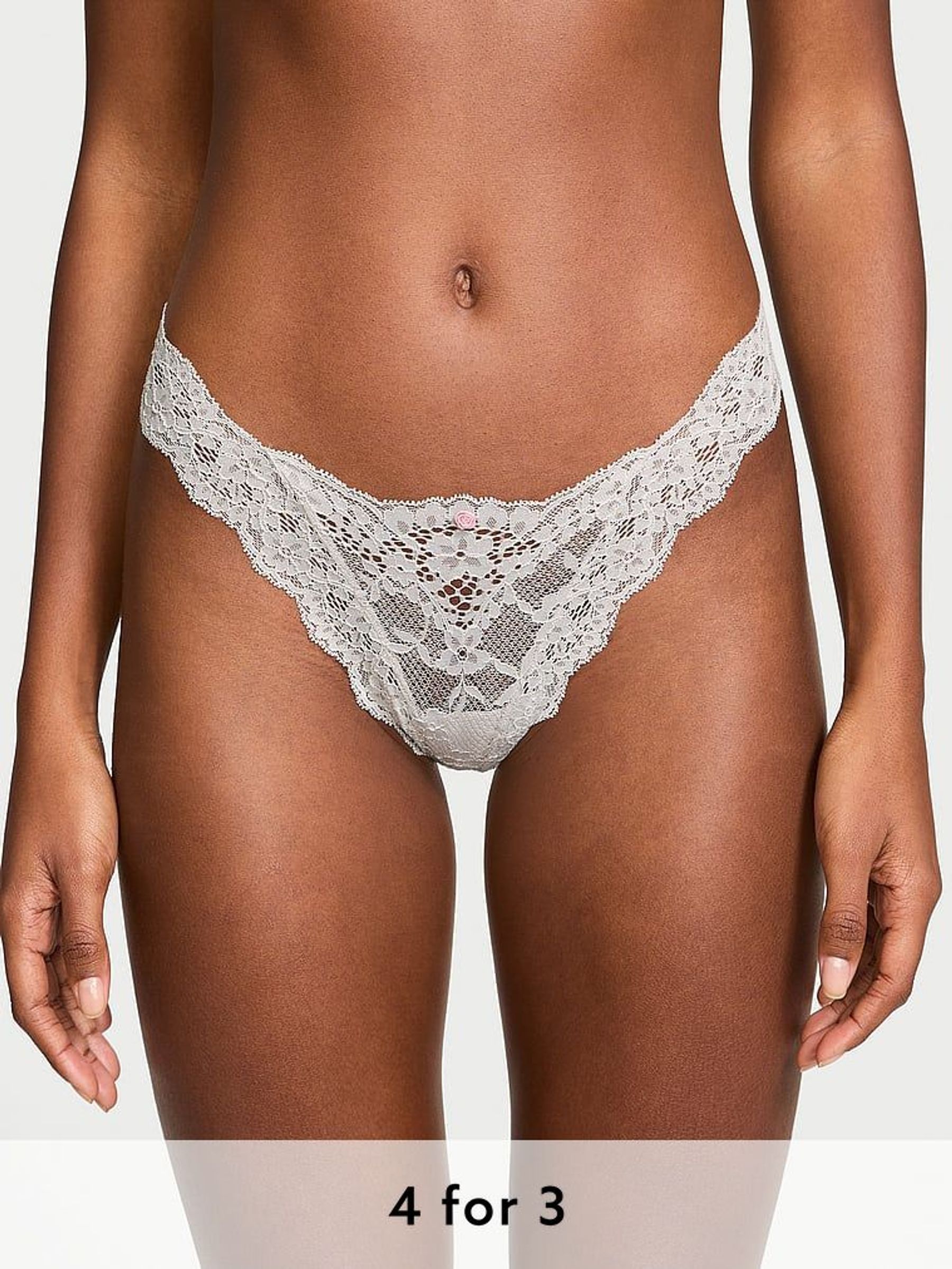 Silver Pearl Grey Brazilian Lace Knickers (B63863) | £14