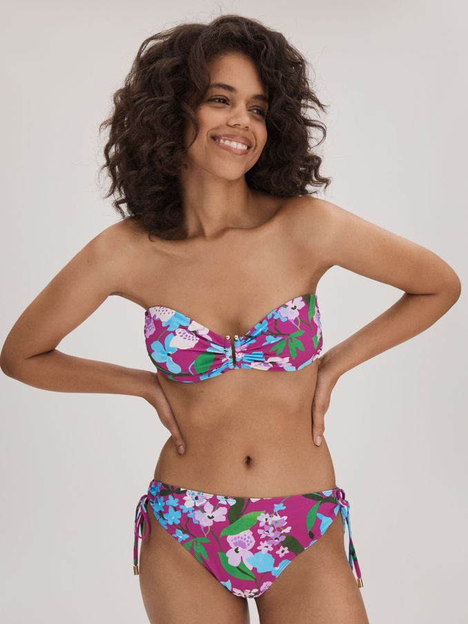 Florere Printed Bandeau Bikini Top in Multi (B64058) | £20