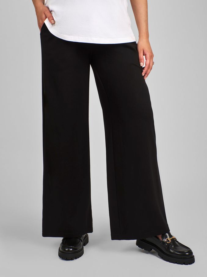 Black Jersey Maternity Wide Leg Trousers (B64417) | £35