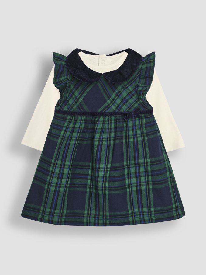 Green Tartan Baby Dress & Body Set (B64873) | £21