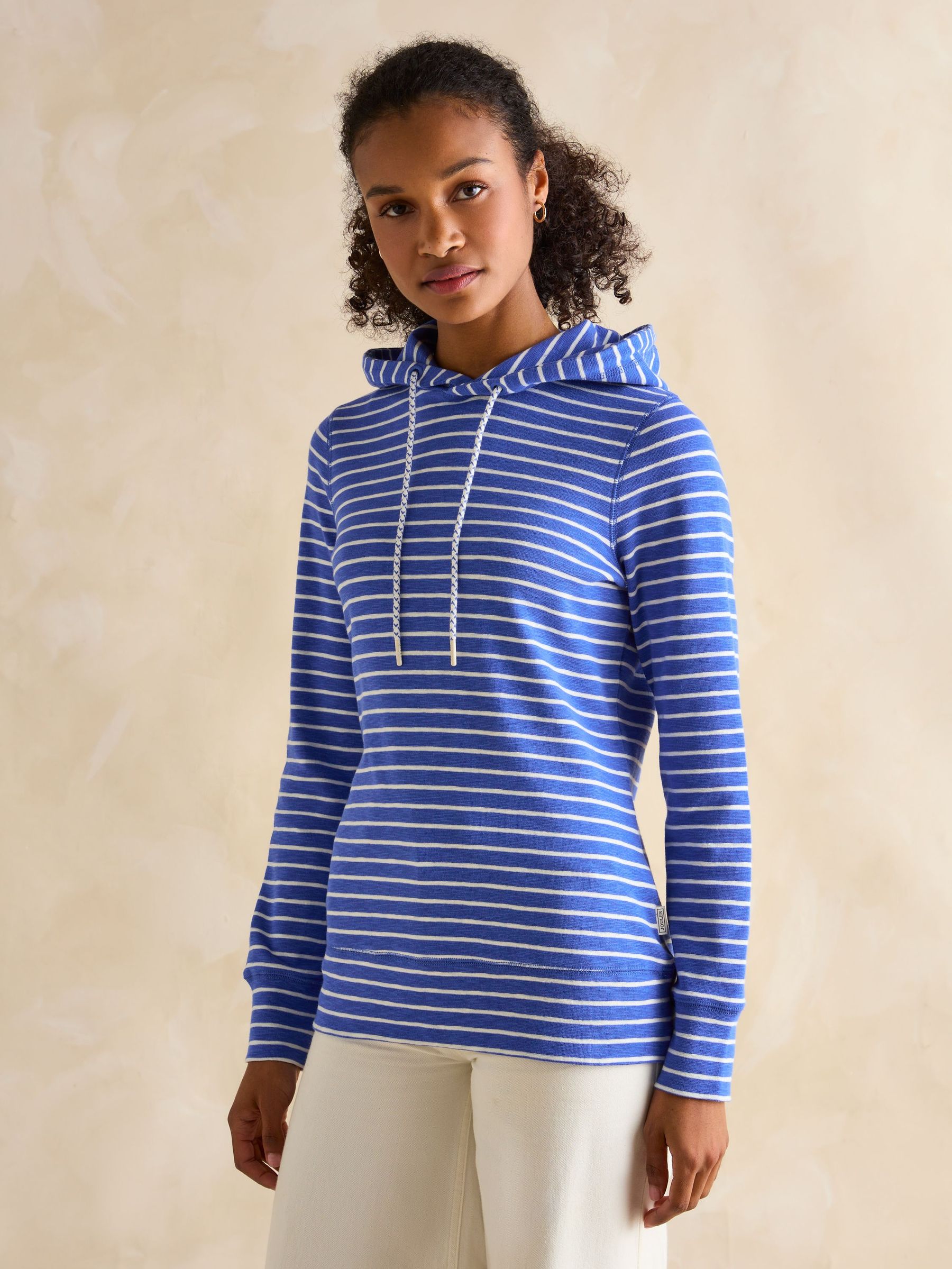 Marlston Blue Striped Cotton Rich Slim Fit Hoodie (B65164) | £50