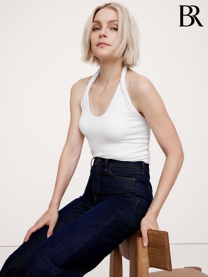 Banana Republic White Twisted Halter Top (B65179) | £45