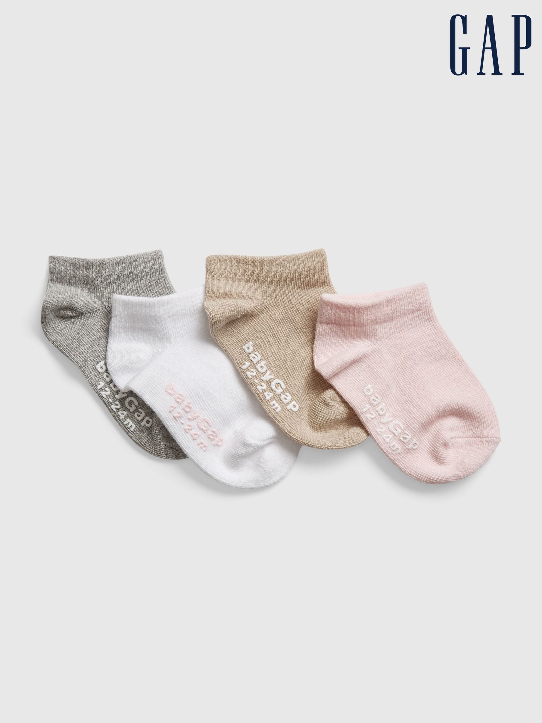Grey Toddler 4 Pack No Show Socks (Newborn-5yrs) (B65403) | £8