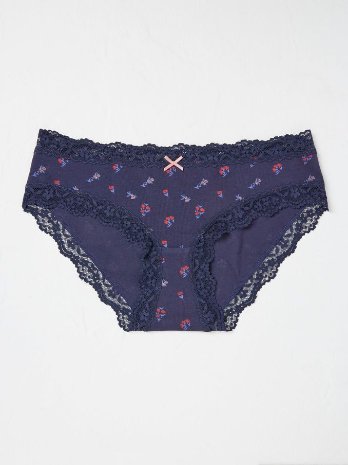 Rose Blue Floral Stripe Short Knickers (B65506) | £4