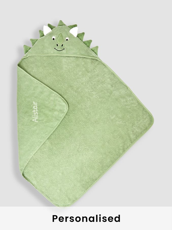 Green Dino Personalised Character Hooded Towel (B65581) | £25.50